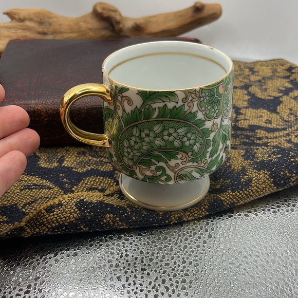 Royal Paisley Set of Two Green and Blue Pedestal Coffee Cups 1984 - Picture 5 of 8